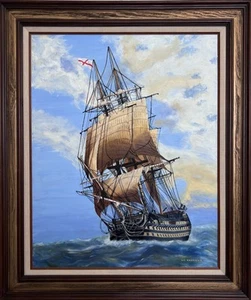 Exquisite Maritime Ship Painting by W.M. Goodman – Ocean Sailing Vessel Art - Picture 1 of 13