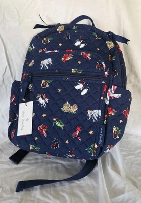 VERA BRADLEY Mochila Pequeña Azul Acolchada Motivo Globo de Nieve Vacaciones de Navidad Nueva con Etiquetas Foto 1 de 4