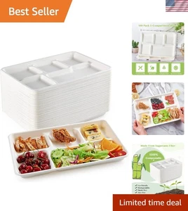 12.5 Inch Biodegradable Sugarcane Trays, 100 Pack - Picture 1 of 9