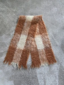 Vintage Glen Cree Scotland 100% Mohair Fawn Cream Scarf 45" - Picture 1 of 4