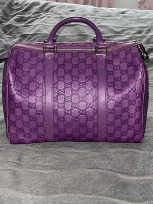 Bolso Mediano Gucci Cuero Púrpura GG Guccissima Joy Boston 265697 Color Raro Foto 1 de 4