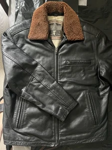 Men's AVIATIORS Black Leather Jacket Size L CG H31 - Picture 1 of 6