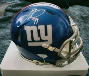 JUSTIN TUCK signed NY GIANTS MINI HELMET PSA CERT 2x Super Bowl Champion - Picture 1 of 3