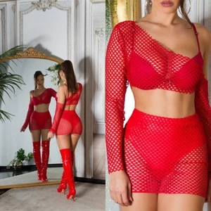 Set Koucla 2 Piece Set Netz Rock + Top rot Gogo Set - Bild 1 von 10