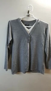 Avenue Women's Sweater Size Medium V neck Long Sleeve Pullover Gray - Picture 1 of 6