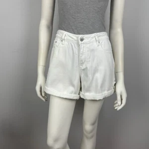 Jeanswest Size 12 Short Denim Shorts White Rolled Cuffed Hem Pockets Women Casua - Bild 1 von 13