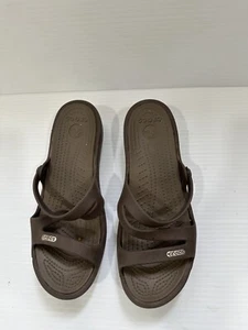 Crocs Patricia Wedge Sandals Slip On Neutral Brown On Brown Women’s Size W7 - Picture 1 of 6