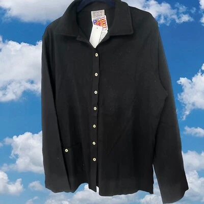 Fresh Produce Womens Sweater Large Heather Cardigan Button Up Black NEW - Image 1 of 4