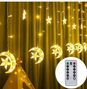 Twinkle Star 138 LED Star Moon Curtain String Lights,.. - Picture 1 of 5