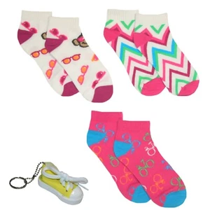 Sonoma Life & Style Big Girl's 3 Pair Low Cut Ankle Socks and Keychain Set - NWT - Picture 1 of 5