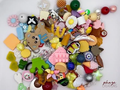 150+ Bulk Grab Bag Charms, Trinkets, Beads, Minis, More | Resin, Acrylic, Metal - Image 1 of 4