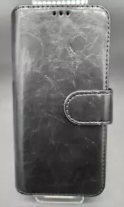Samsung Galaxy S9 Leather Wallet Phone Case S9 Phone Cover Black NEW - Picture 1 of 10