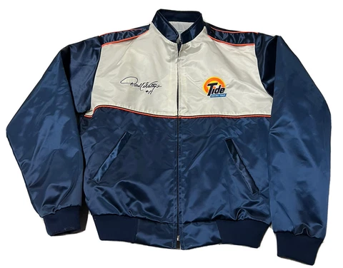 Vintage 1980s 90s Darrel Waltrip Racing Nascar Jacket Satin Bomber Tide Size Med Cover