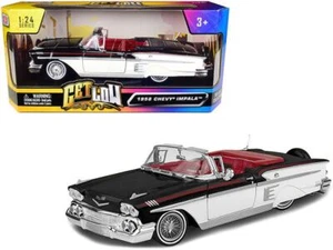 1:24 1958 Chevrolet Impala Convertible Lowrider - Black/White - MotorMax Get Low - Picture 1 of 3