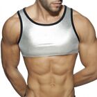 Men's Fashionable Tank Top And Shorts Set In Imitation Leather Gold/Silver