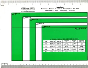Williamhouse Standard Envelope Size Chart Envelope Size Template 12 Inches 30cm - Picture 1 of 2