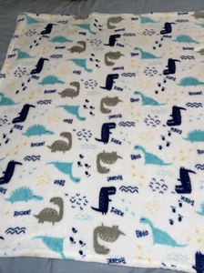 Buttons & Stitches Babydecke Dinosaurier blau weiß grau Roarr T-Rex Fleece - Bild 1 von 5