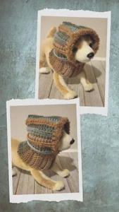 crochet handmade dog pet hood hat cat snood xs small tigers eye USA seller - Picture 1 of 3