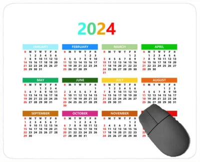 Calendar 2024 Year Mouse Pad,solid Color Mouse Pad with Stitched Edge - Image 1 of 4