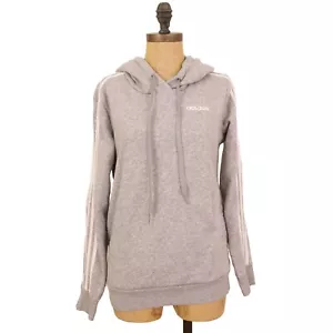 ADIDAS Essential Three Stripe Sweatshirt Hoodie Top S Fleece Gray Cozy EUC B6 - Picture 1 of 6