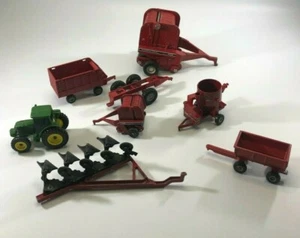 Lot of 8 Vintage Toy Ertl Farm Equipment Tractor Die Cast - Picture 1 of 9