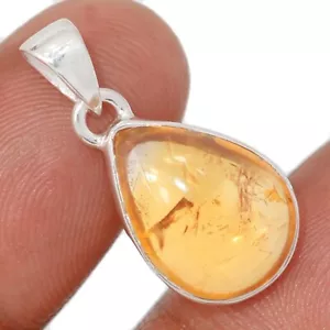 Natural Citrine Cabochon - Brazil 925 Sterling Silver Pendant Jewelry CP70217 - Picture 1 of 1