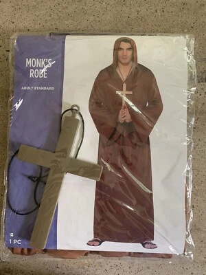 Disfraz de Monje Monje Hombre Adulto Capucha Cinturón Collar Cruz Adulto Estándar Foto 1 de 2