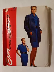 CHAQUETA CAMISA TOP FALDA PATRÓN 6090 TALLA 16-22 FÁCIL DE PUNTAR Y AHORRAR VINTAGE MISSES - Imagen 1 de 4