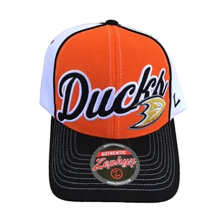 NWT ANAHEIM DUCKS HAT ZEPHYR CAP STRAPBACK ORANGE WHITE NHL HOCKEY - Picture 1 of 7