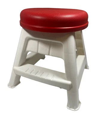 Step2 Kids Plastic Stool Red & White 11” Tall Vintage Made In The U.S.A - Image 1 of 3