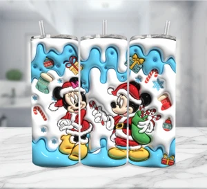 Mickey Mouse Blue Stainless Steel Tumbler With Straw - 20 Oz Christmas - Picture 1 of 3