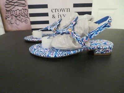 NUEVAS Sandalias Crown & Ivy Kitty Kat Azul y Blanco Niñas, 2 Foto 1 de 4