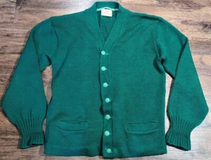 Vintage Brent rare 60s Green Grunge Cardigan Sweater - Picture 1 of 11