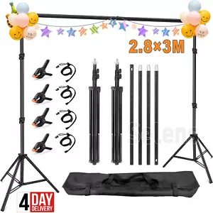 SELENS 2.8X 3M Photography Backdrop Stand Kit Heavy Duty Background 8 Clamps Bag - Picture 1 of 15