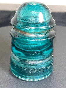 Glas Stromleitungsisolatoren Hemingray No 12 blau/grün Gewinde 3,5" - Bild 1 von 7