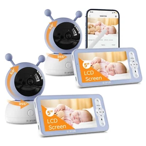 2 Stk. Babyphone mit Kamera 5 Zoll 1080P HD 2,4G Video Babyphone für Mobile App - Imagen 1 de 11