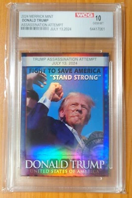 Donald Trump Assassination Attempt Card Rainbow Foil Holo Silver Graded Gem Mint - Image 1 of 2
