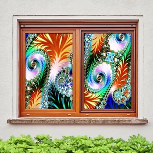 3D Multicolored D80 Window Film Print Sticker Cling Stained Glass UV Block An - Picture 1 of 11