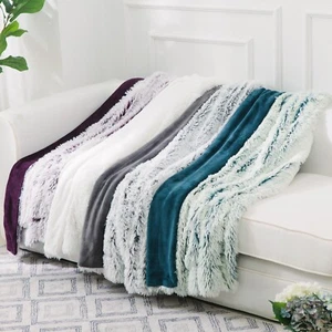 Cheer Collection Long Shaggy Hair Faux Fur Accent Throw - Throw Blanket - Picture 1 of 9