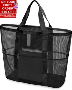 Mesh Beach Bag Family - Beach Tote Bag Cruise Vacation Essentials, XL - Picture 1 of 12