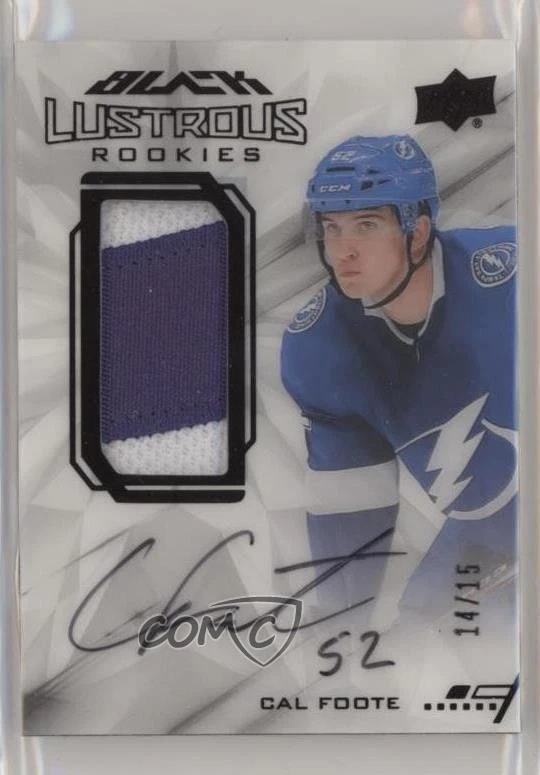 2020-21 SPx UD Black Lustrous Rookies Clarity /15 Cal Foote RPA Patch Auto RC - Image 1 of 2