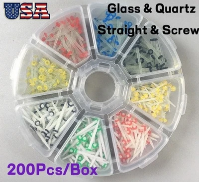 200 Pcs Dental Fiber Post Glass Quartz Teeth Restorative 1.2 1.4 1.6 1.8mm USA - Image 1 of 4