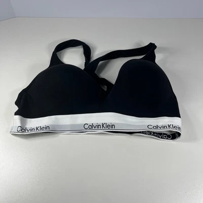 Calvin Klein Modern Structure Racerback Bralette Bra Womens XL Black Gym Yoga - Image 1 of 4