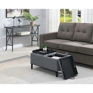 Convenience Concepts Designs4Comfort Magnolia Soft Gray Fabric Storage Ottoman - Picture 1 of 5