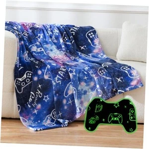 Glow in The Dark Gaming Blanket for Gamers, Soft Cozy Gamepad Game Controller  - Picture 1 of 7