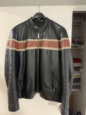 Wilsons M. Julian Black Leather motorcyle Striped Jacket Men’s - XL - Image 1 of 4