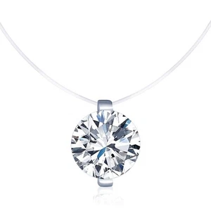 FeiLok Solitaire Pendant Necklace 925 Sterling Silver Cubic Zirconia Fishing ... - Picture 1 of 7