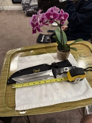 Elk Ridge из нержавеющей стали зазубренный фиксированное лезвие охоты Bowie нож + Shealth - Изображение 1 из 4