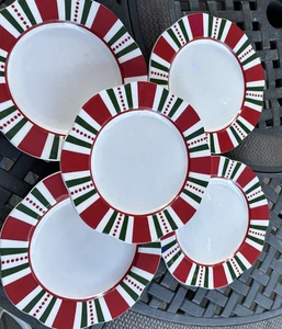 Pier 1 Weihnachtsstreifen überbackene Salatteller ~ 9 Zoll ~ Eisenstein ~ 5er Set ~ - Bild 1 von 9