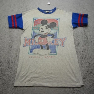 Vintage Mickey Mouse Shirt Mens Large Gray Blue Red Disney Classic Sport 90s Tee - Picture 1 of 13